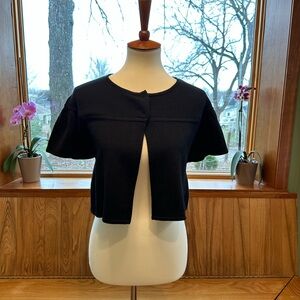 BCBG MaxAzria Black Short-Sleeve Open-Front Knit Cardigan XS